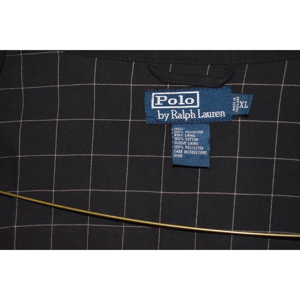 Vintage 90s Polo Ralph Lauren Mens XL Black Plaid Lined Full Zip Up Jacket - Picture 4 of 5